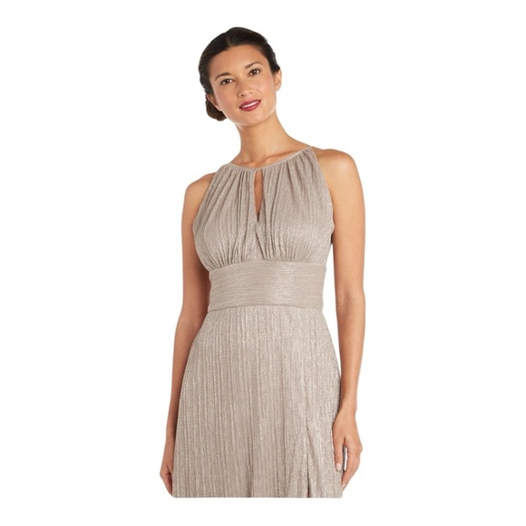 R&M Richards Keyhole Halter Gown in Gold - Picture 3 of 8